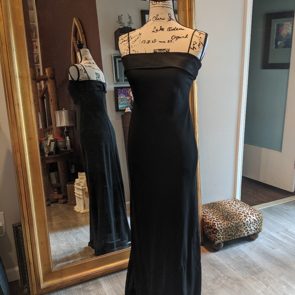 Niki Lucas full length black gown chiffon